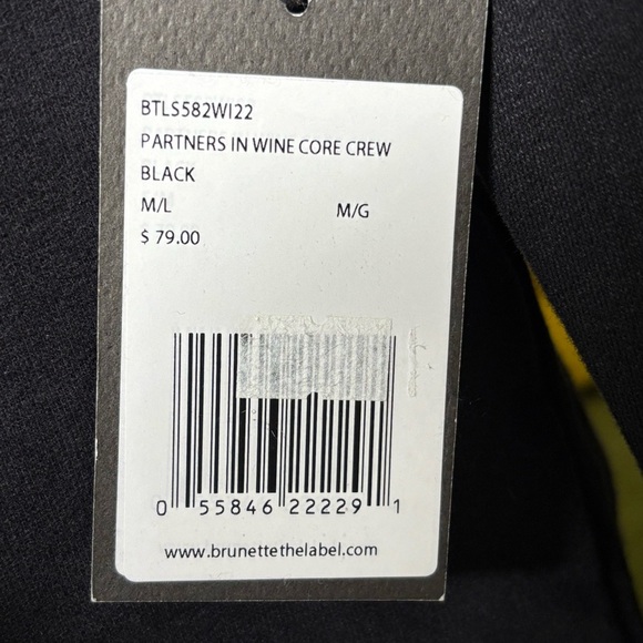 Brunette the Label prefaded oversized black sweatshirt “Partners in Wine” M/L - Picture 6 of 12